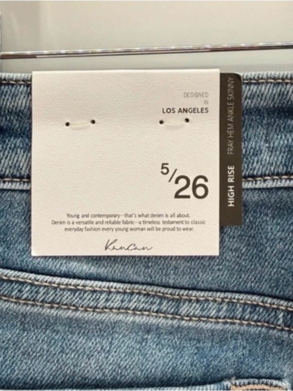 KanCan High-Rise Light Blue Frayed Hem Skinny Jeans